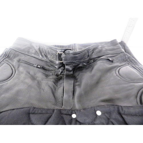 270 - TWO PAIRS OF BIKERS TROUSERS, REISSA WATERPROOF SIZE 44 REGULAR AND BLACK LEATHER SIZE 42