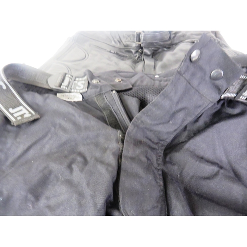 270 - TWO PAIRS OF BIKERS TROUSERS, REISSA WATERPROOF SIZE 44 REGULAR AND BLACK LEATHER SIZE 42