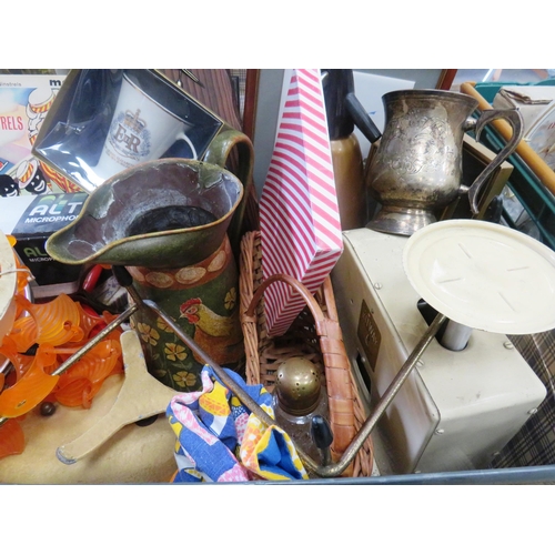 272 - LARGE VINTAGE SUITCASE FULL OF MISCELLANEOUS INCLUDES SCALES, WAR BOOKS, PICTURES ETC