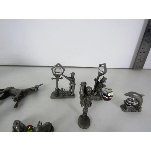 276 - 11 x W.A.P.W PEWTER AND CRYSTAL COLLECTABLE FIGURES