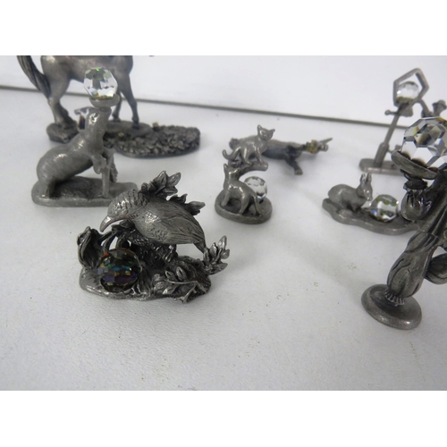 276 - 11 x W.A.P.W PEWTER AND CRYSTAL COLLECTABLE FIGURES