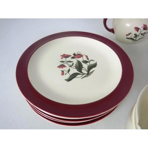 279 - WEDGEWOOD MAYFIELD PATTERN TEASET CONSISTING OF TEAPOT MILK JUG, SUGAR BOWL, CUPS, SAUCERS, PLATES