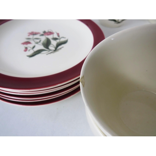 279 - WEDGEWOOD MAYFIELD PATTERN TEASET CONSISTING OF TEAPOT MILK JUG, SUGAR BOWL, CUPS, SAUCERS, PLATES