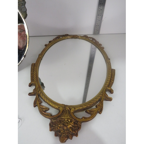 294 - ART DECO ROUND DECORATIVE MIRROR AND ORNATE GILT FRAMED OVAL WALL MIRROR