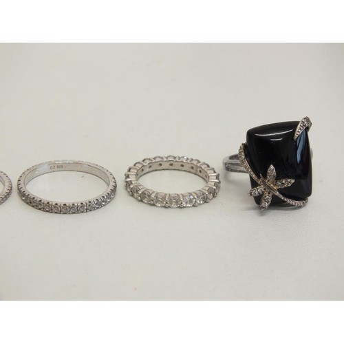 167 - 6 x STERLING SILVER RINGS INCLUDING ETERNITY