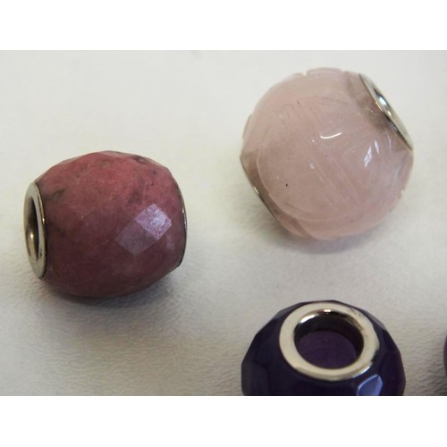 238 - 11 x LARGE GEMSTONE CHARM BEADS INCLUDES RUBY, AMETHYST & ROSE QUARTZ