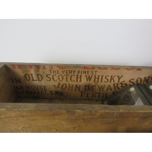 335 - 3 x OLD WOODEN BOXES INCLUDES WHISKY BOXES FULL OF LANTERN SLIDES INCLUDES BOXED SETS OF COLOUR SLID... 