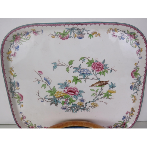 347 - WEDGEWOOD HAND PAINTED BONE CHINA SERVING TRAY AND GRIMAWADES BY SANTE WARE FRUIT BOWL, LOSOL WARE F... 