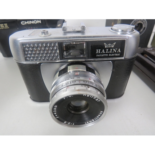 352 - CAMERAS AND ACCESSORIES INCLUDES CHINON CEII MEMOTRON, SOHO MODEL B BAKELITE ETC