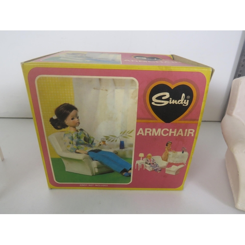 361 - SINDY DOLL FURNITURE INCLUDES BOXED ARMCHAIRS