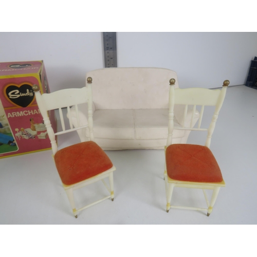 361 - SINDY DOLL FURNITURE INCLUDES BOXED ARMCHAIRS