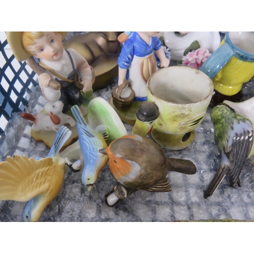 363 - 2 x TRAYS OF COLLECTABLE ORNAMENTS BIRDS, TOBY JUGS INCLUDES ROYAL DOULTON BESWICK, BORDER FINE ARTS... 