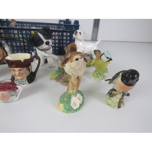 363 - 2 x TRAYS OF COLLECTABLE ORNAMENTS BIRDS, TOBY JUGS INCLUDES ROYAL DOULTON BESWICK, BORDER FINE ARTS... 