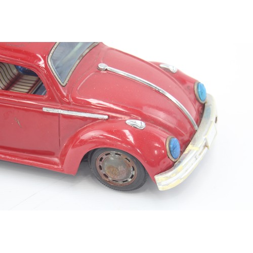 401 - Vintage Red BANDAI Volkswagen Beetle Sedan Battery Operated with Blue Lights