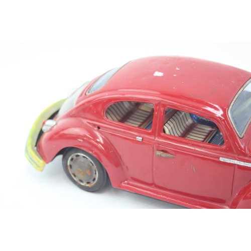 401 - Vintage Red BANDAI Volkswagen Beetle Sedan Battery Operated with Blue Lights