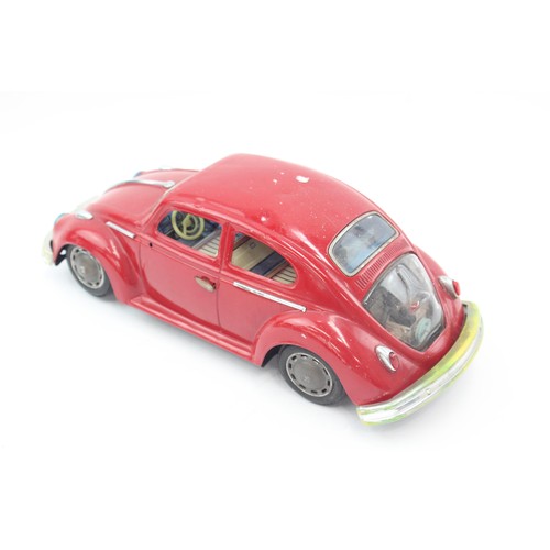 401 - Vintage Red BANDAI Volkswagen Beetle Sedan Battery Operated with Blue Lights