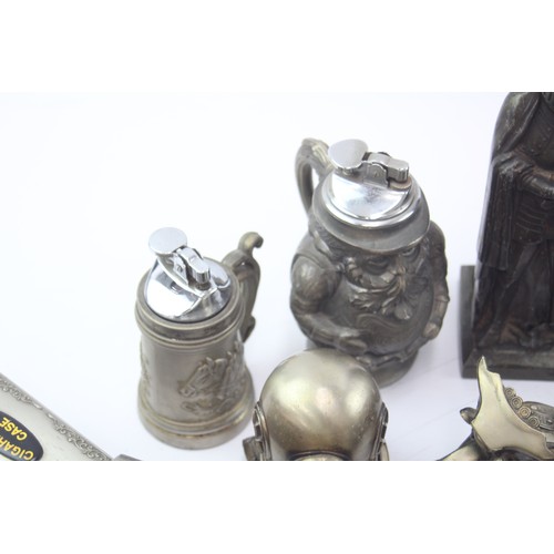 413 - 15 x Vintage TOBACCIANA Table Lighters inc Novelty, Train, Suit of Armour etc