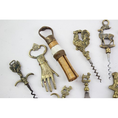 440 - 13 x Vintage BREWERIANA Corkscrews & Bottle Openers Inc Brass, Animals, Novel