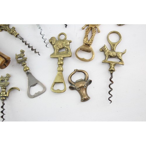 440 - 13 x Vintage BREWERIANA Corkscrews & Bottle Openers Inc Brass, Animals, Novel