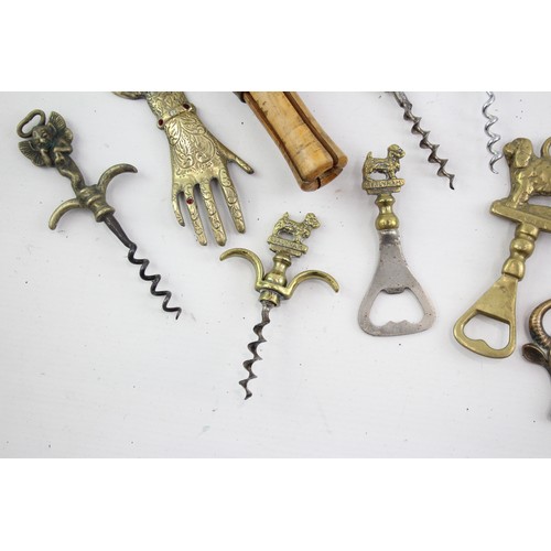 440 - 13 x Vintage BREWERIANA Corkscrews & Bottle Openers Inc Brass, Animals, Novel