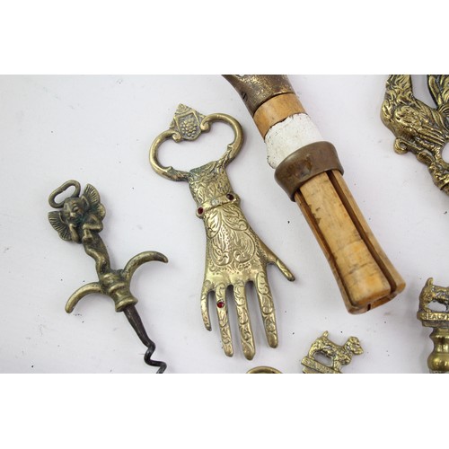 440 - 13 x Vintage BREWERIANA Corkscrews & Bottle Openers Inc Brass, Animals, Novel