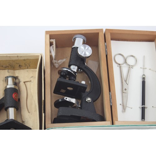 453 - 4 x Boxed Vintage Student Microscopes Inc Merit, ESL, Kibro