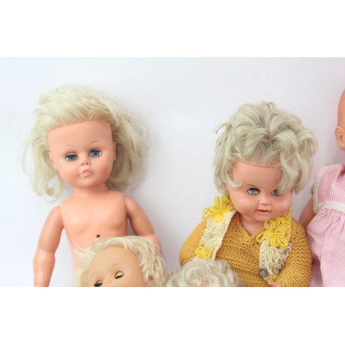 464 - 8 x Assorted Vintage Plastic Dolls Inc Palitoy, DTD, Etc