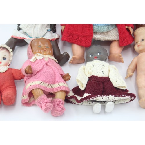 461 - 8 x Assorted Vintage DOLLS Inc Rubber, Clothing Etc