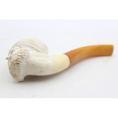 486 - 2 x Assorted Carved Turkish MEERSCHAUM Figural Estate SMOKING PIPES