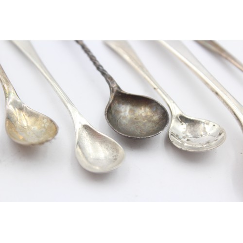 504 - 8 x Antique / Vintage Hallmarked .925 STERLING SILVER Condiment Spoons (45g)