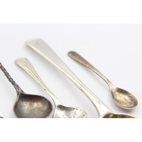 504 - 8 x Antique / Vintage Hallmarked .925 STERLING SILVER Condiment Spoons (45g)