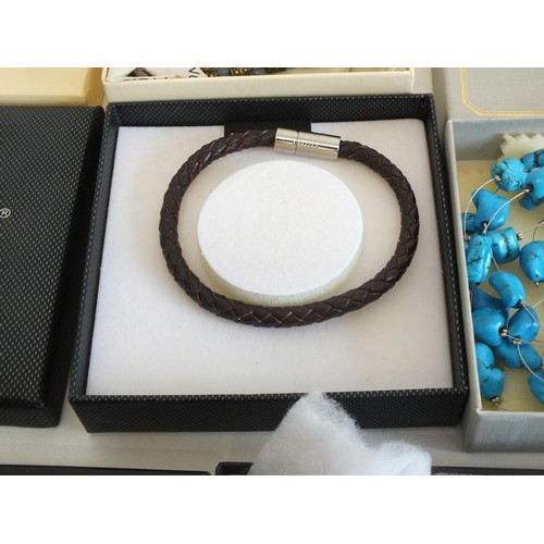 219 - 4 x BOXED JEWELLERY INCLUDES MENS EQUILIBRIUM LEATHER BANGLE