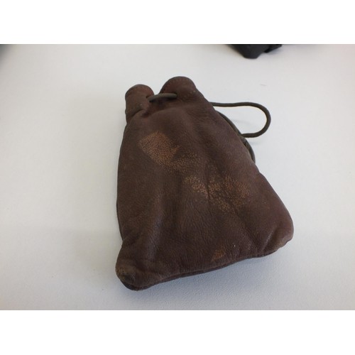 204 - MILITARY LEATHER POUCH AND GAS MASK