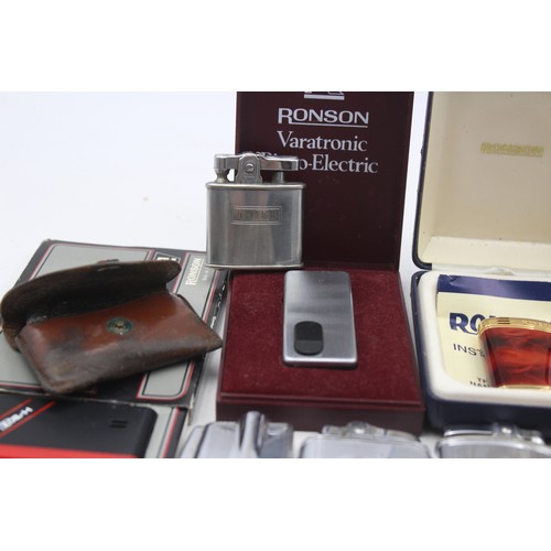 516 - 15 x Assorted Vintage RONSON Cigarette Lighters Inc Viking, Standard, Boxed etc