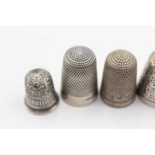 524 - 7 x Antique / Vintage .925 STERLING SILVER Thimbles Inc Charles Horner Etc (34g)