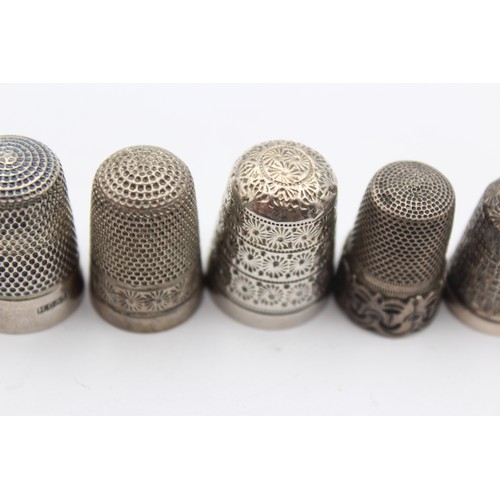 524 - 7 x Antique / Vintage .925 STERLING SILVER Thimbles Inc Charles Horner Etc (34g)