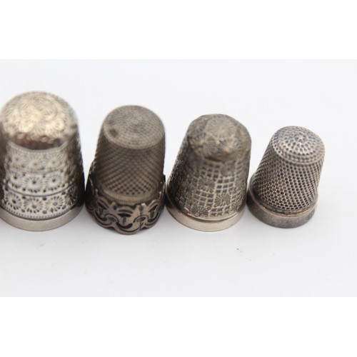 524 - 7 x Antique / Vintage .925 STERLING SILVER Thimbles Inc Charles Horner Etc (34g)