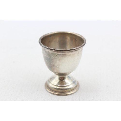 537 - 2 x Antique / Vintage Hallmarked .925 STERLING SILVER Plain Egg Cups (45g)