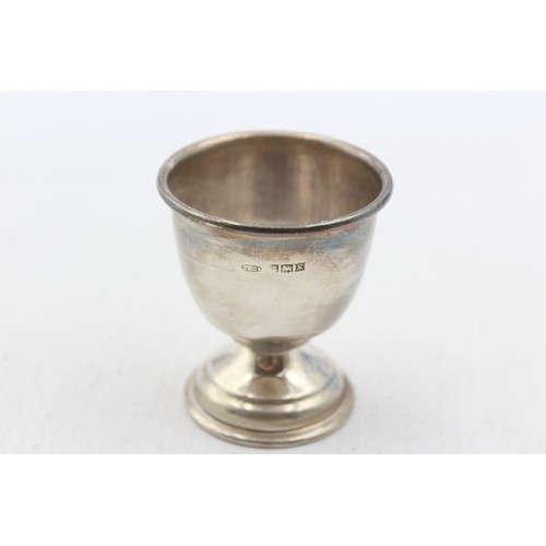 537 - 2 x Antique / Vintage Hallmarked .925 STERLING SILVER Plain Egg Cups (45g)