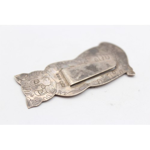 573 - Vintage Hallmarked 1992 Birmingham STERLING SILVER Novelty Cat Bookmark (7g)