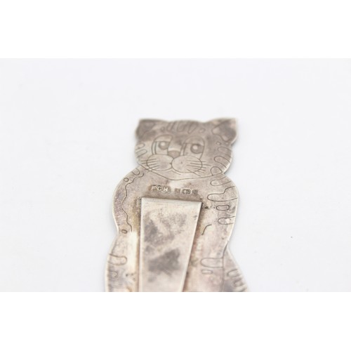 573 - Vintage Hallmarked 1992 Birmingham STERLING SILVER Novelty Cat Bookmark (7g)