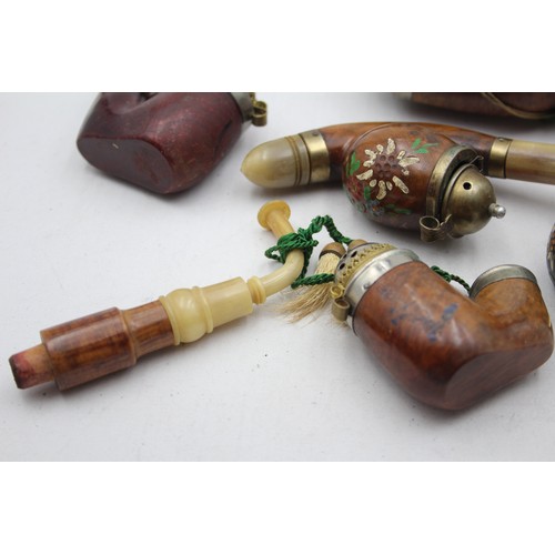 586 - 5 x Vintage Tyrolean Estate Smoking Pipes Inc. Painted, Lidded, Etc