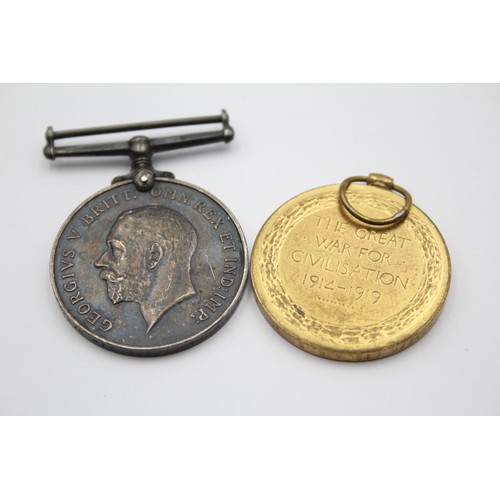 589 - WW1 Medals Pair Named G-53276 Pte A. E. Worth, Royal Fusiliers