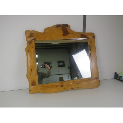 378 - MIRROR WITH YEW TIMBER FRAME- 32