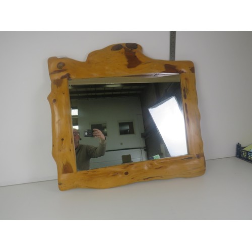 378 - MIRROR WITH YEW TIMBER FRAME- 32