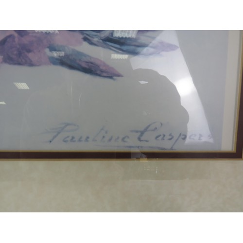 393 - 3 x FRAMED PRINTS INCLUDES TWO LARGE FLORAL AND A DAVID NEWBOULD SIGNED PASTEL DRAWING OF TONY WORKI... 