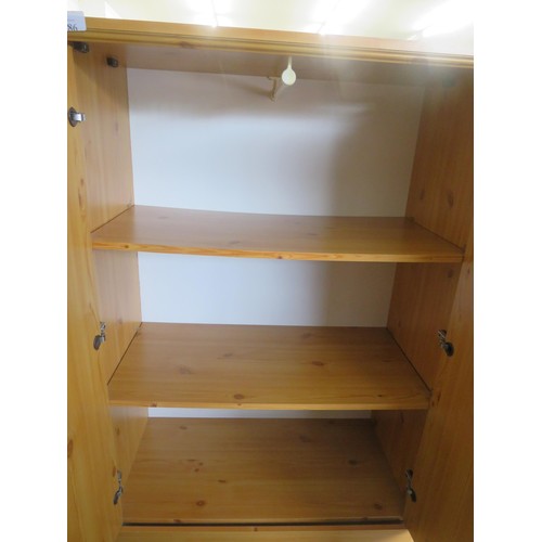 386 - PINE TWO DOOR, TWO DRAWER COMBI WARDROBE  