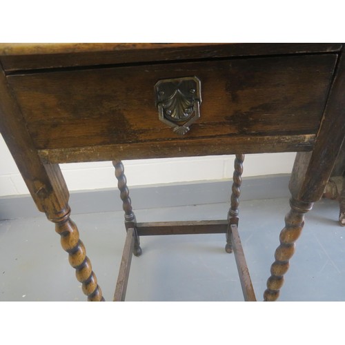 388 - EARLY 20TH CENTURY BARLEY TWIST TABLE WITH DRAWER