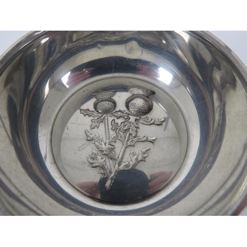 125 - SCOTTISH PEWTER QUAICH BOWL WITH THISTLE