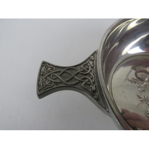 125 - SCOTTISH PEWTER QUAICH BOWL WITH THISTLE